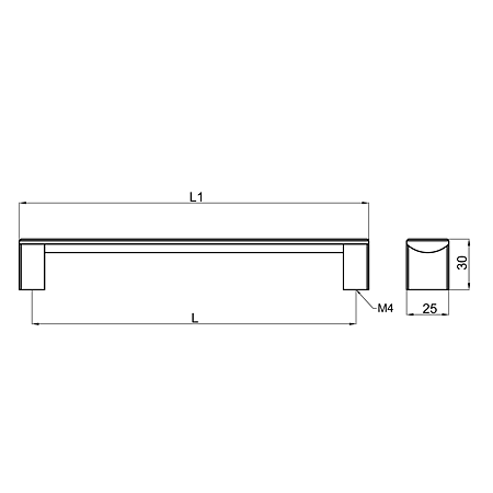 Maner aluminiu AA330B 160 mm, anodizat negru lucios