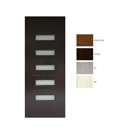 Usa interior celulara cu geam Pamate M104, reversibila, MDF, wenge, toc reglabil, 200 x 80 x 3.5 cm