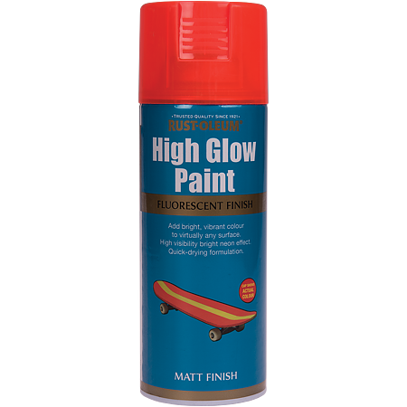 Vopsea spray fluorescenta Rust-Oleum High Glow Paint, portocaliu, lucios, interior/exterior, 400 ml