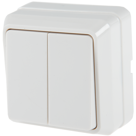 Intrerupator dublu Eco Premium, Comtec 2000 MF0012-85735, montaj aparent, alb