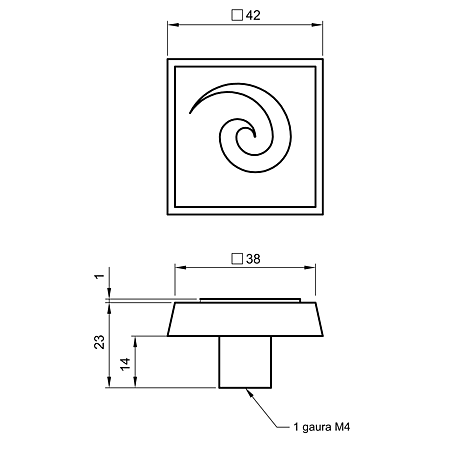 Buton 8827, model spirala, alb/albastru, 42 x 42 x 23 mm