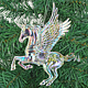 Decoratiune de Craciun unicorn iridescent cu gliter, plastic, 12 cm