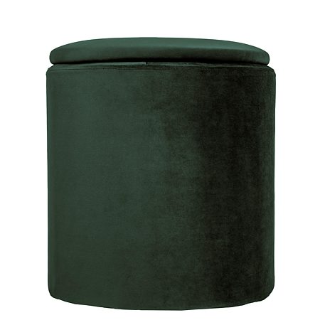 Taburet Nadia, stofa verde H56, cu spatiu depozitare, rotund, 37 x 37 x 42 cm