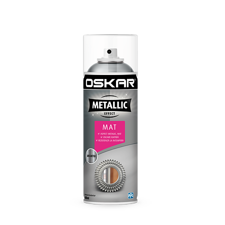 Vopsea spray Oskar Metallic Effect, argintiu, mat, interior/exterior, 400 ml