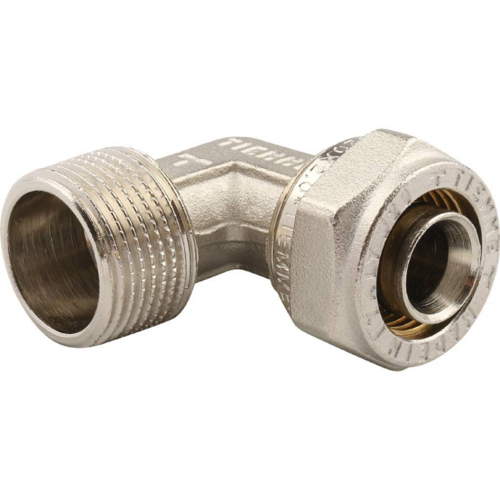 Cot dublu compresie Tiemme, filet exterior, alama, argintiu, diametru 20 mm x 3/4