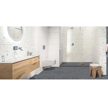 Faianta baie / bucatarie Cesarom Trendy, rectificata, crem, mat, aspect de beton, 60 x 30 cm