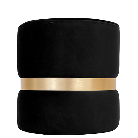 Taburet Ring, inel auriu, stofa neagra H01, rotund, 38 x 38 x 40 cm
