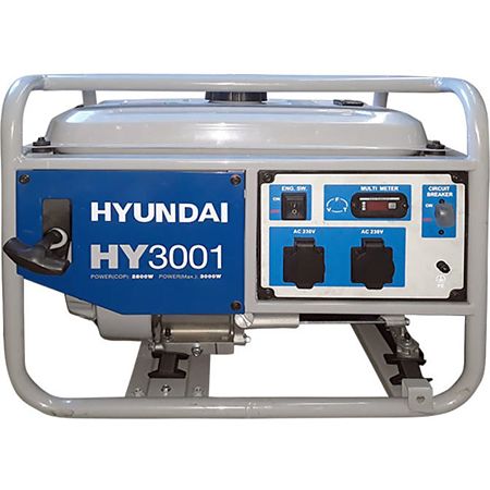 Generator de curent Hyundai HY3001, monofazic, 2.8 kW, 7 CP, 4 timpi, benzina, 15 l