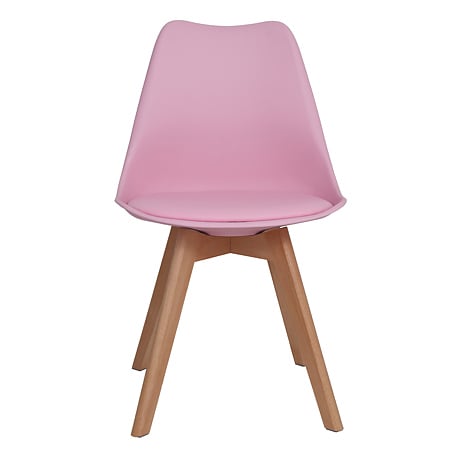 Scaun bucatarie tapitat roz Depozitul de scaune Celia, piele ecologica, cadru lemn, max. 110 kg, 48.5 x 50 x 82.5 cm