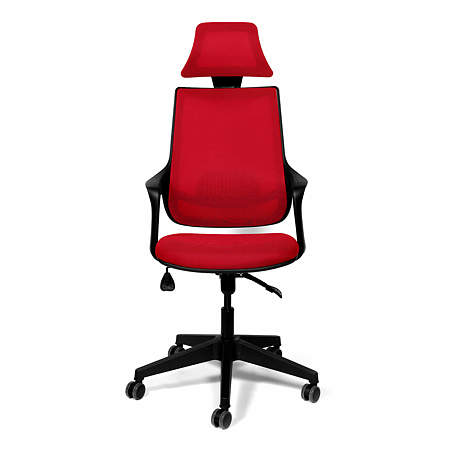 Scaun birou ergonomic rosu Kronsit Verona, tapiterie textila, rotativ, reglabil pe inaltime, 59 x 51 x 130 cm