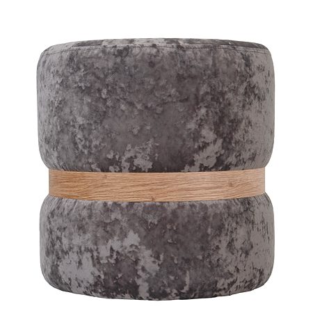 Taburet Ring, inel stejar, catifea gri E30, rotund, 38 x 38 x 40 cm
