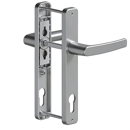 Maner usa PVC cu sild, aluminiu, argintiu, 92 mm