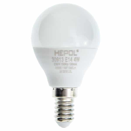 Bec LED Hepol, sferic, E14, 4W, lumina alba
