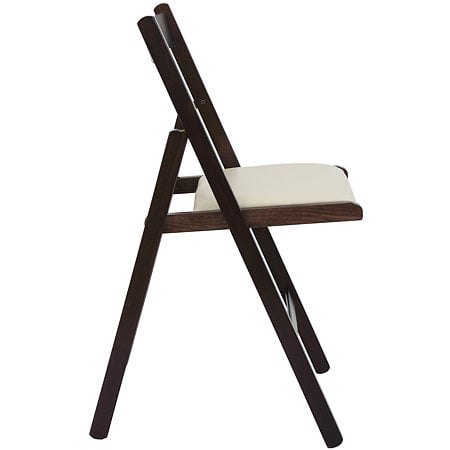 Scaun pliabil lemn Basic, wenge-crem, sezut piele ecologica, 79 x 42 cm