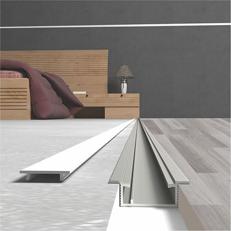 Profil de trecere cu banda LED.822.10.PKR2, fara diferenta de nivel, aluminiu, incorporabil, lucios, 28 x 2700 mm