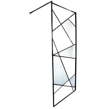Paravan de dus Sanotechnik Sanoflex Industrial TM120B, sticla decor, EasyClean, profile aluminiu, negru mat, 118-120x200 cm
