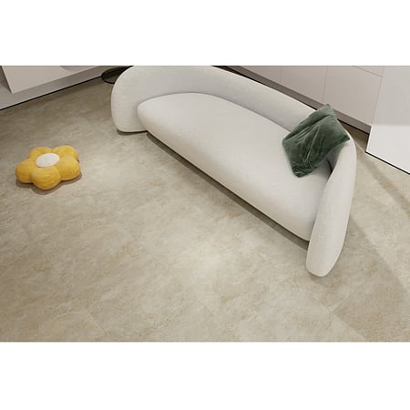 Pardoseala SPC 5 mm Korner SPeCtra Floor Beige Calcite 05F, clasa de trafic 34, rezistenta la apa, decor piatra, bej, 1205 x 606 mm