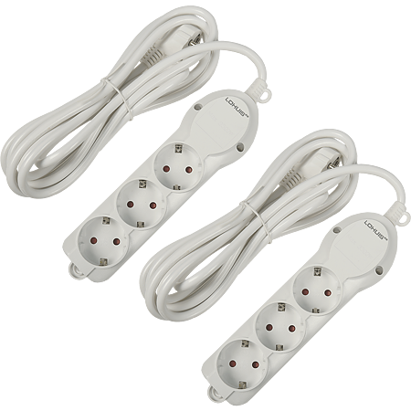 Prelungitor Lohuis cu 3 prize, contact de protectie, 5 m, 3500W, IP20, alb Prelungitor Lohuis cu 3 prize, contact de protectie, 5 m, 3500W, IP20, alb