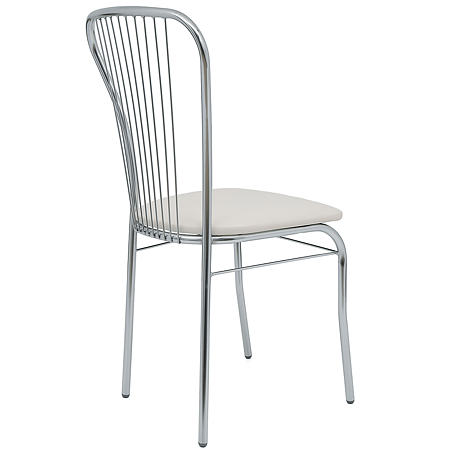 Scaun bucatarie tapitat crem IP21834 Depozitul de scaune Arco, tapiterie piele ecologica, cadru metal argintiu, max. 110 kg, 46 x 48 x 93 cm