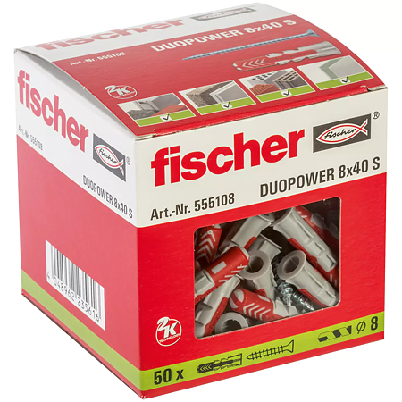 Diblu Fischer Duopower, nylon, 8 x 40 mm, 50 bucati Diblu Fischer Duopower, nylon, 8 x 40 mm, 50 bucati