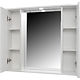 Oglinda cu dulap pentru baie Badenmob, PAL lucios, alb, 2 usi, 1 polita, 75 x 60 x 14 cm