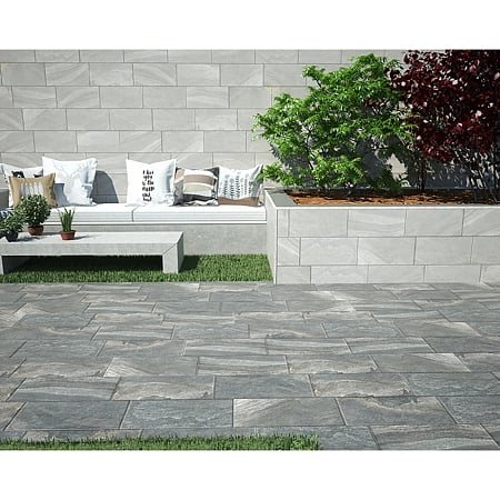 Gresie exterior/interior portelanata Kai Ceramics Santana, antracit, mat, aspect piatra, clasa aderenta R10, PEI 5,  8.5 mm, 60 x 30 cm