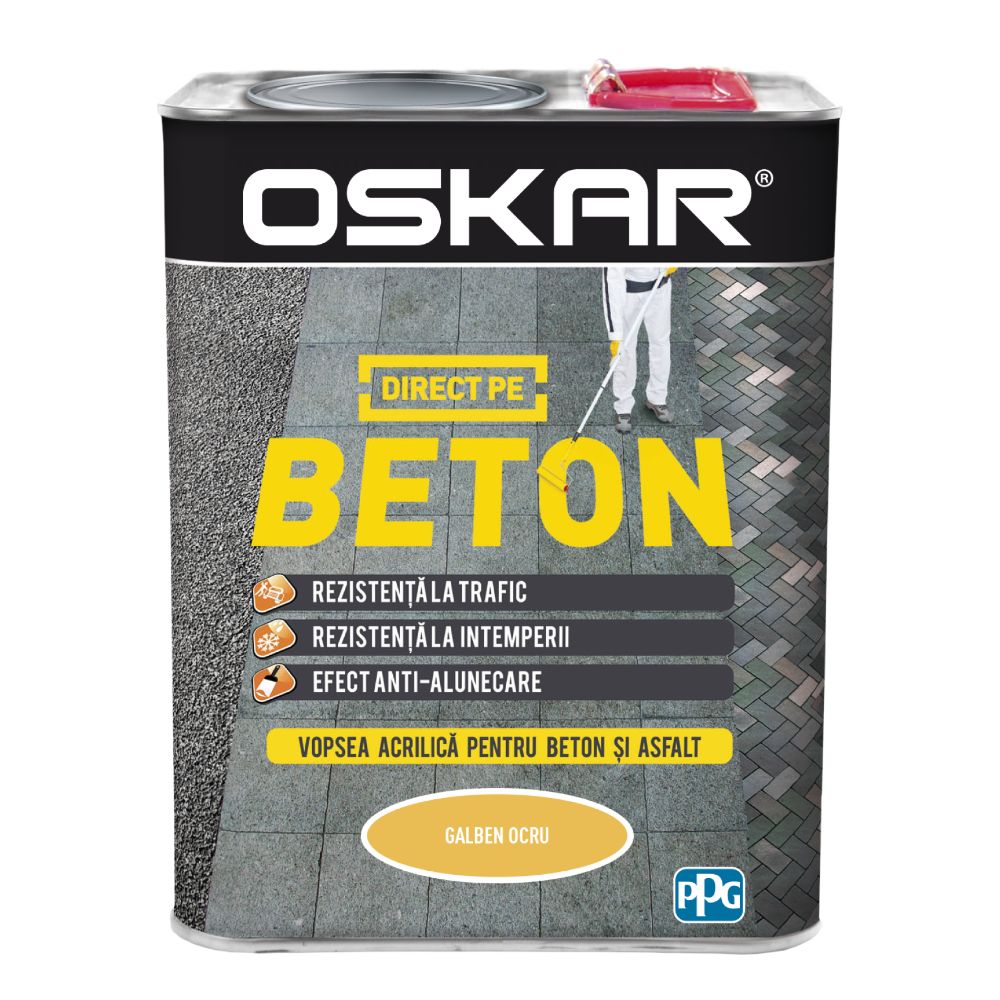 Email Oskar Direct pe beton, galben, interior/exterior, 2,5 l