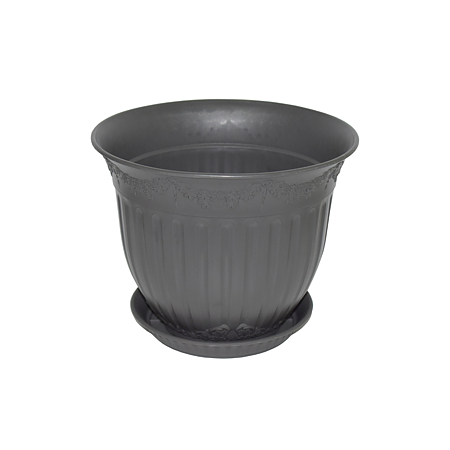 Ghiveci rotund cu suport Calla, polipropilena, antracit, 25 cm