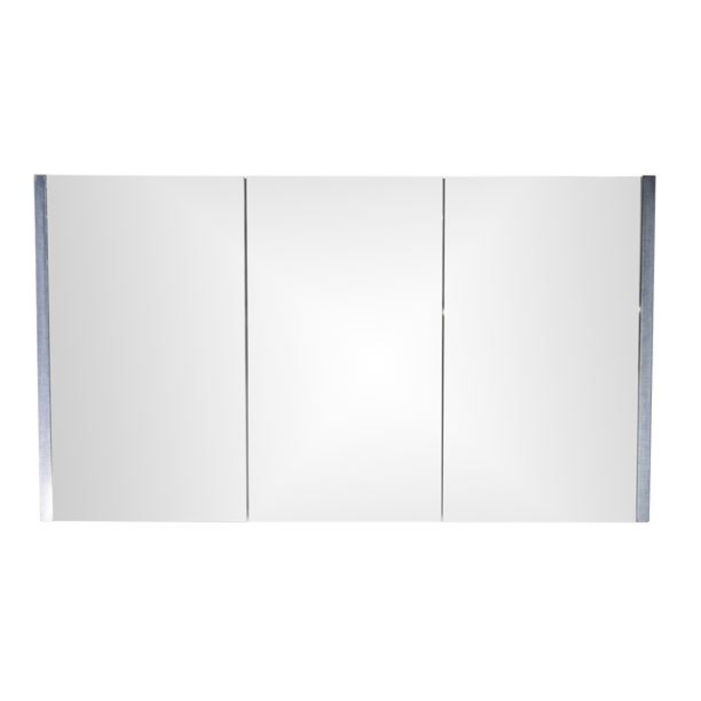 Oglinda cu dulap pentru baie Sanitop Monart, PAL, gri periat, 3 usi, 120 x 16 x 70 cm 120