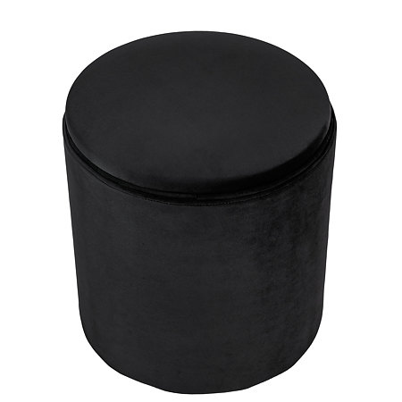 Taburet Nadia, stofa neagra H01, cu spatiu depozitare, rotund, 37 x 37 x 42 cm Taburet Nadia, stofa neagra H01, cu spatiu depozitare, rotund, 37 x 37 x 42 cm