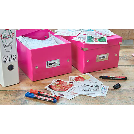 Marker permanent Edding 300, corp plastic, varf rotund, 1,5-3 mm, albastru