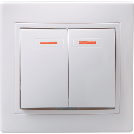 Intrerupator dublu cu LED IEK Quarta, IP20, alb