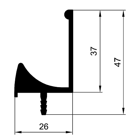 Profil pentru maner Tip G, aluminiu anodizat, mat, 3 m