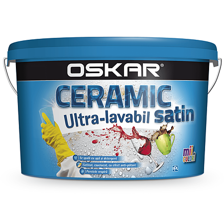 Vopsea ultralavabila Oskar Ceramic, interior/exterior, alba, 8,5 L