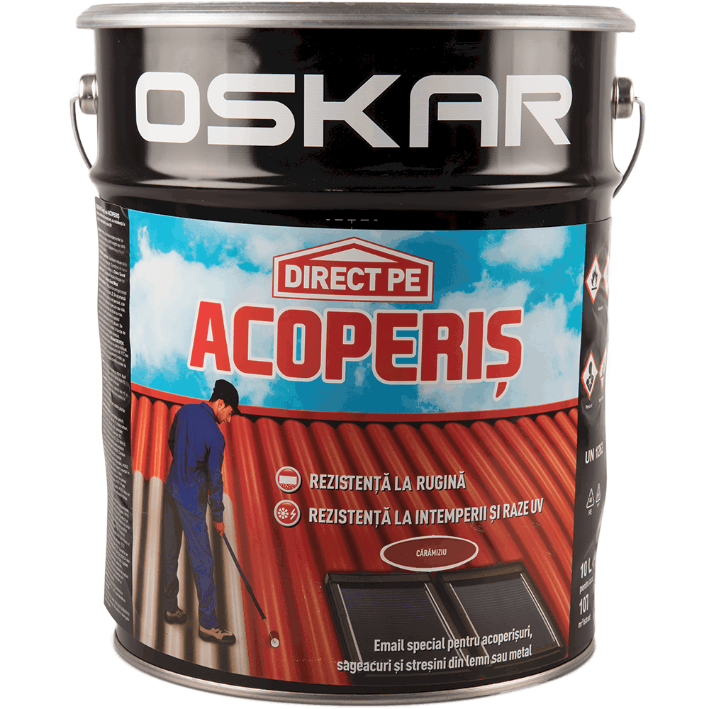 Vopsea Oskar Direct pe acoperis, caramiziu, exterior, 10 l