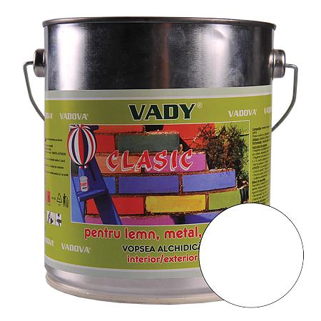Vopsea alchidica Vady clasic, pentru lemn/metal/zidarie, interior/exterior, alb, 3 kg