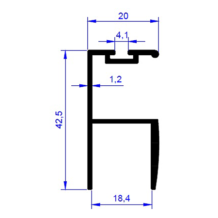 Profil miner Y ER1004, pentru PAL de 18 mm, 3 m, anodizat mat