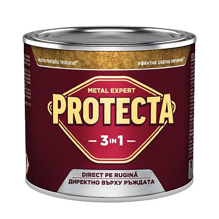 Vopsea alchidica/email Protecta 3 in 1, auriu metalic texturat, interior/exterior, 0,5 L