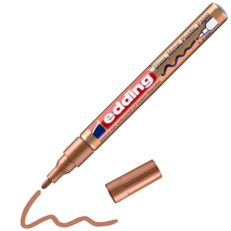 Marker permanent Edding 751, cu vopsea, corp metalic, varf rotund, 1-2 mm, maro