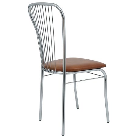 Scaun bucatarie tapitat cognac IP8070 Depozitul de scaune Arco, tapiterie piele ecologica, cadru metal argintiu, max. 110 kg, 46 x 48 x 93 cm Scaun bucatarie tapitat cognac IP8070 Depozitul de scaune Arco, tapiterie piele ecologica, cadru metal argintiu, max. 110 kg, 46 x 48 x 93 cm