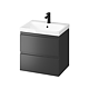 Mobilier baie Cersanit Moduo, baza cu lavoar, MDF, suspendat, 2 sertare, antracit/alb, 60 x 45 x 62 cm