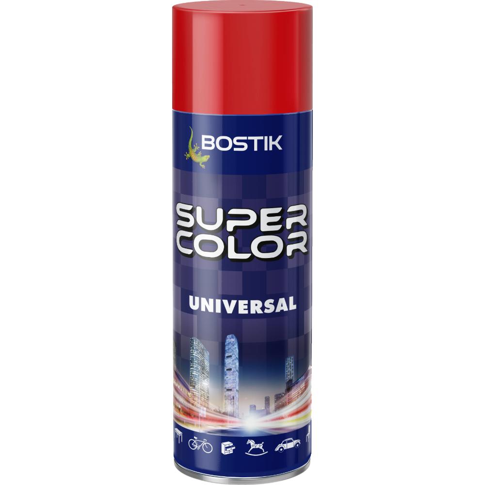 Vopsea spray universala decorativa Bostik Super Color, rosu trafic RAL 3020, mat, interior/exterior, 400 ml 3020