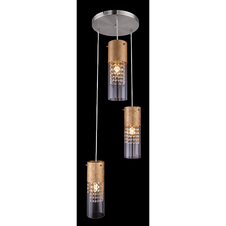 Pendul Globo WEMMO 15908-3G, 3 x E27, 60 W, H 120 cm x D 30 cm, nichel + auriu