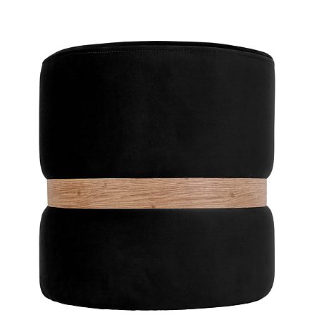 Taburet Ring, inel auriu, stofa negru H01, rotund, 38 x 38 x 40 cm