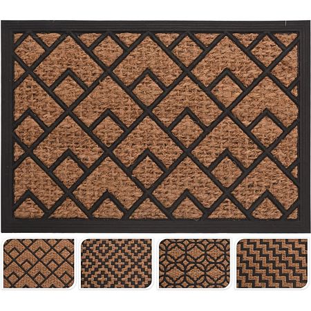 Stergator intrare cocos model geometric, bej/negru, 40 x 60 cm