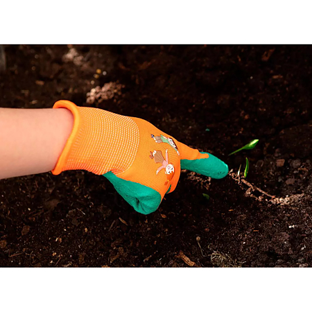 Manusi protective pentru copii Neo Tools, textil/latex, verde/potocaliu, marimea 5