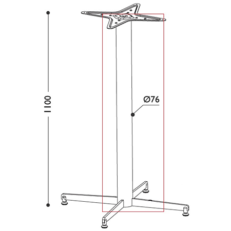 Tub pentru picior de masa cu postament, metal, crom, Ø 76 mm, H 1100 mm Tub pentru picior de masa cu postament, metal, crom, Ø 76 mm, H 1100 mm