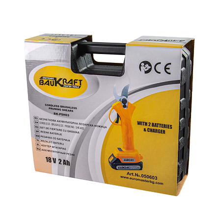 Foarfeca electrica pentru vie Baukraft PSH03, 18V, 2 acumulatori inclusi