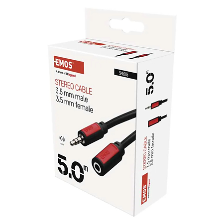 Cablu audio Jack stereo Emos, tata - mama 3.5 mm, 5 m