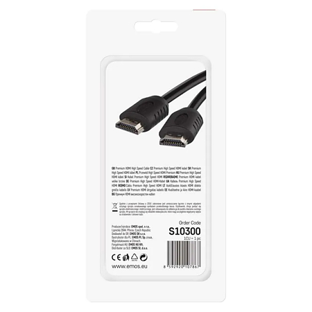 Cablu HDMI/Ethernet de mare viteza Emos, tata - tata, 3 m